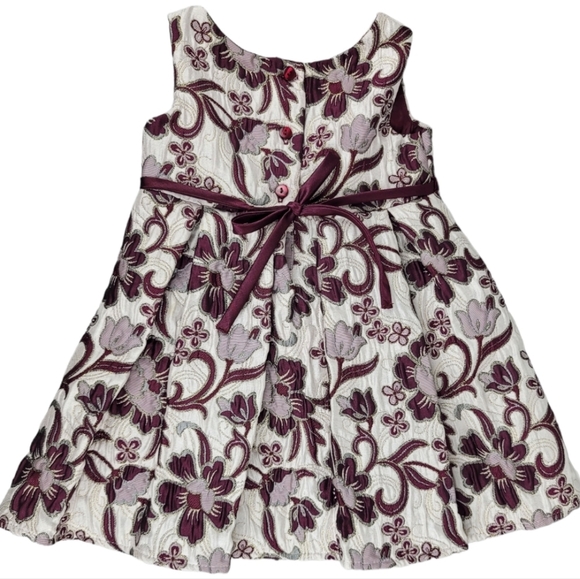 Girls Sweet Heart Rose Floral Applique Dress - Picture 9 of 11